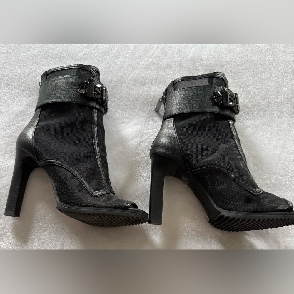 Karl Lagerfeld Black Heeled Boots with Buckle Detail